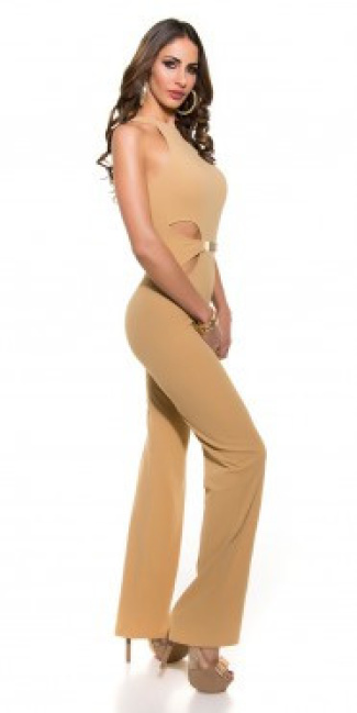 Neck jumpsuit with insight Champagne